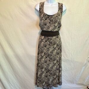 G-140 Chelsea Studio PLUS SIZE 24W Brown & Cream Sleeveless Summer‎ Maxi Dress